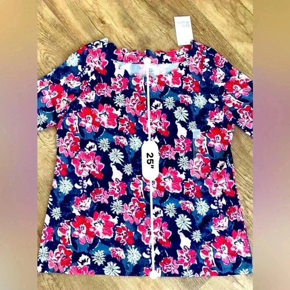 Kim Rogers Perfectly Soft Tee Top With Scalloped Neckline NWT - Picture 4 of 8